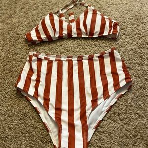 Striped High Waisted Bikini